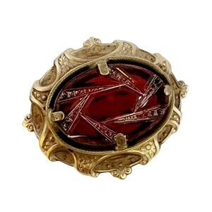 Amazing Victorian Revival Molded Glass Brooch (A4989)